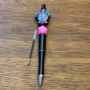 Turtle Motif Black and Pink Pen